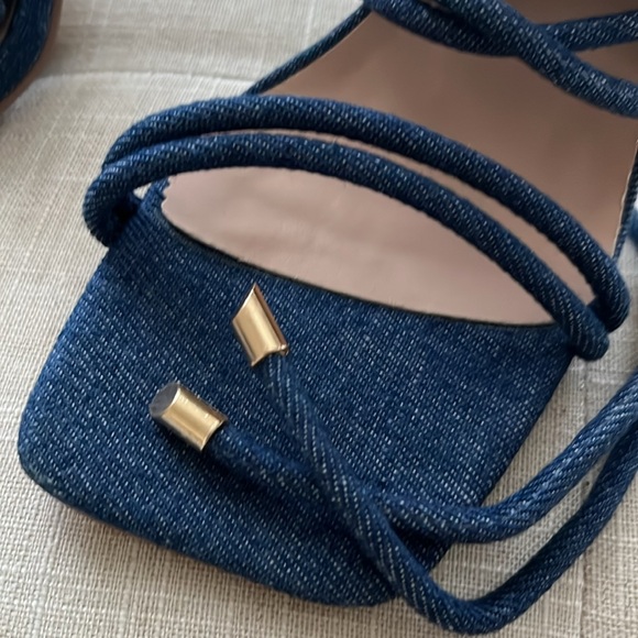 Jean wrap-up heels with gold stiletto - Picture 7 of 7